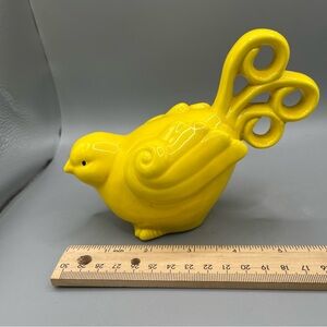 Tii Collections Yellow Chartruese Bird Small Ceramic Curly Tail EUC No Chips